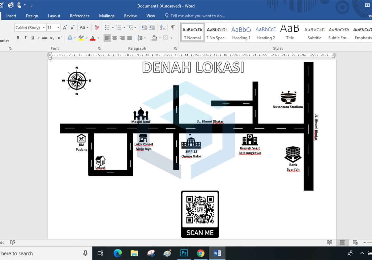 Tutorial lengkap membuat denah lokasi dengan MS Word