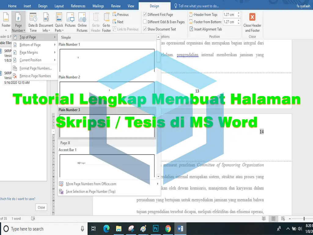Tutorial Lengkap Membuat Halaman Skripsi / Tesis di Microsoft Word