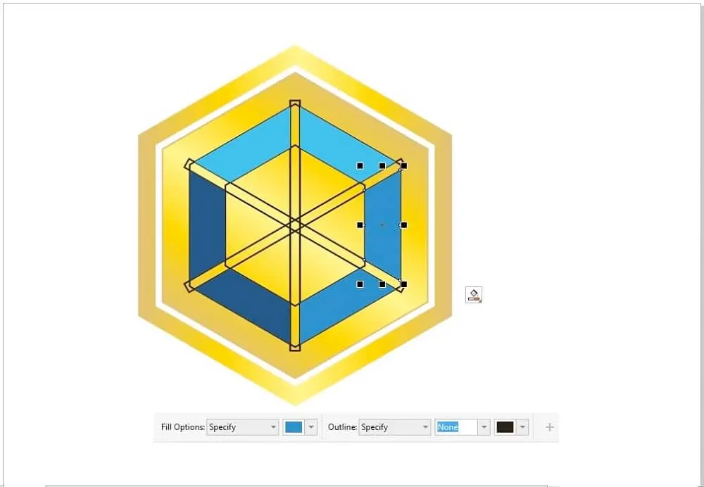 penggunaan smart fill tool pada desain logo
