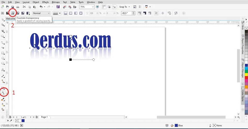 hasil efek transparan dengan transparency tool coreldraw