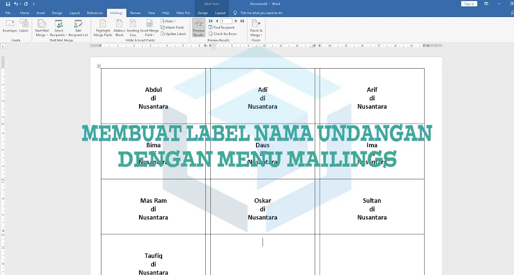 panduan membuat label undangan 103