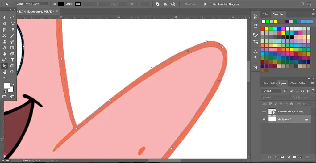 merapikan path saat membuat vektor dengan cara menjiplak gambar di photoshop