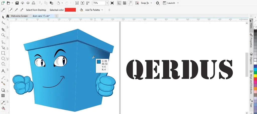 mengambil sampel warna dari gambar pada coreldraw