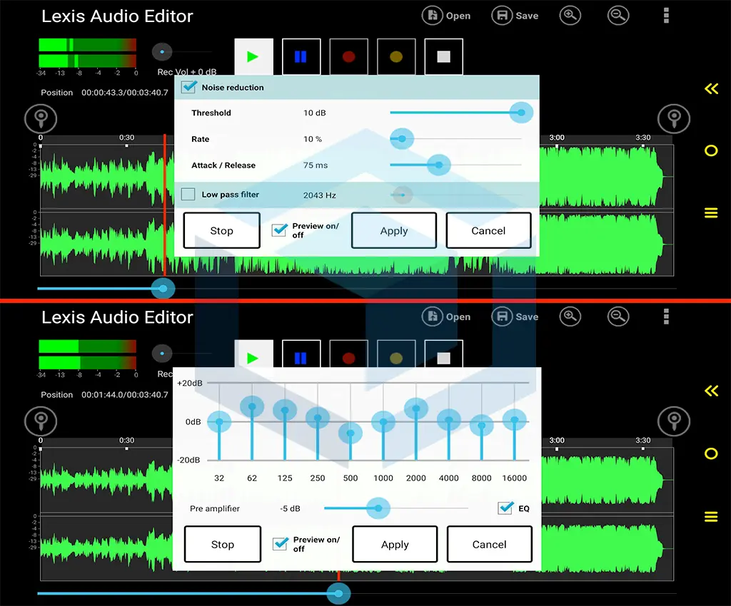 gambar noise redction dan equalizer