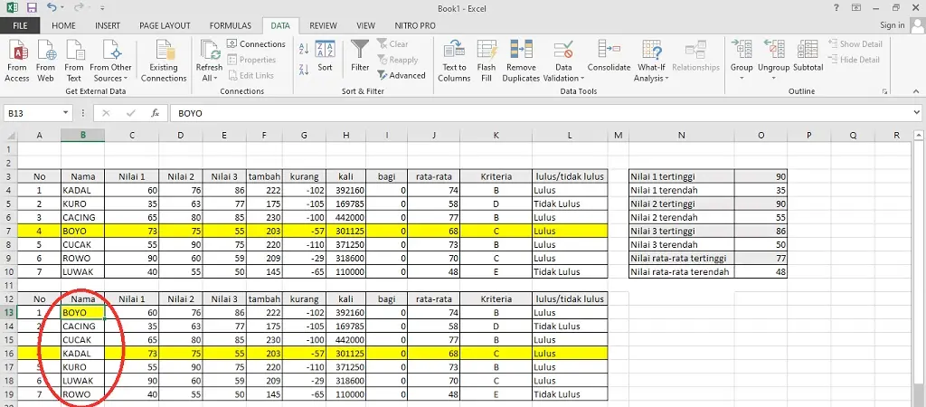 contoh mengurutkan data di excel dengan continue with the current selection