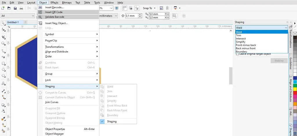 memanggil shaping tools di coreldraw