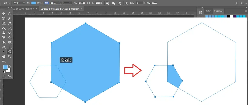 Intersect Shape Areas membuat objek unik dengan path operation pada photoshop