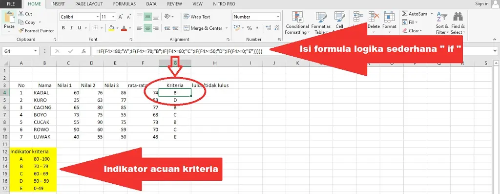 penilaian otomatis dengan if