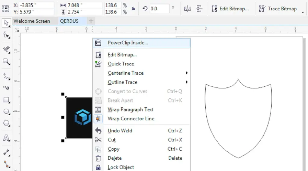 memasukkan gambar dengan powerclip di coreldraw
