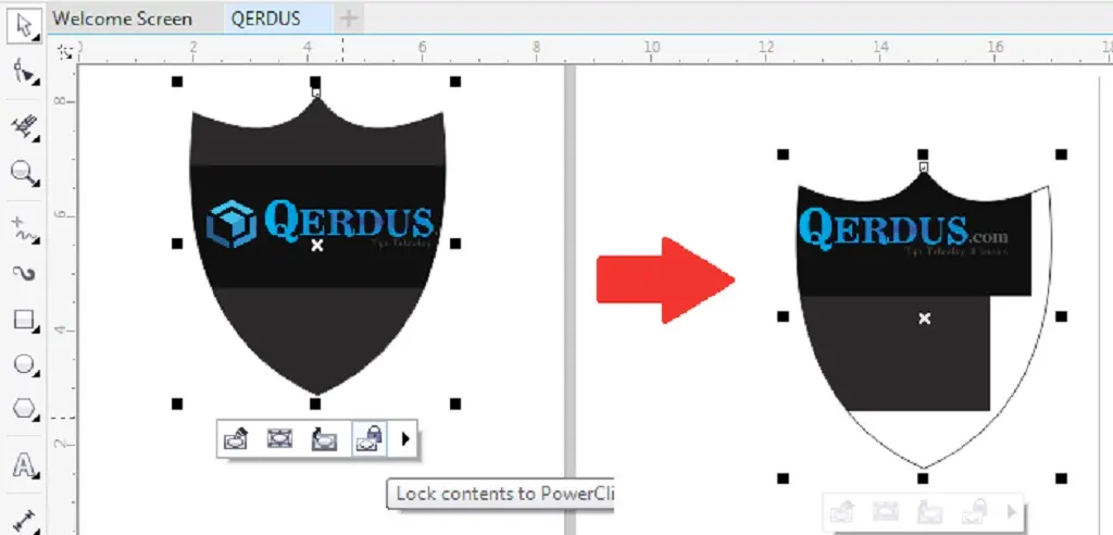 lock content yang ada di dalam powerclip