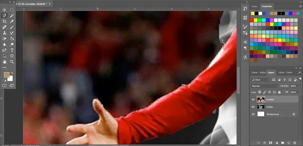 seleksi gambar dengan magnetic lasso tool