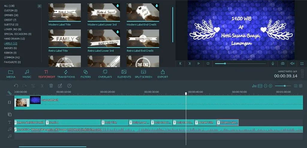 masukkan elemen pendukung membuat video dengan filmora