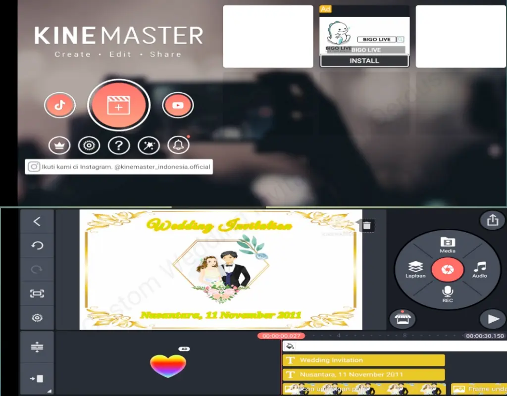 Tutorial membuat undangan video pernikahan dengan Kinemaster
