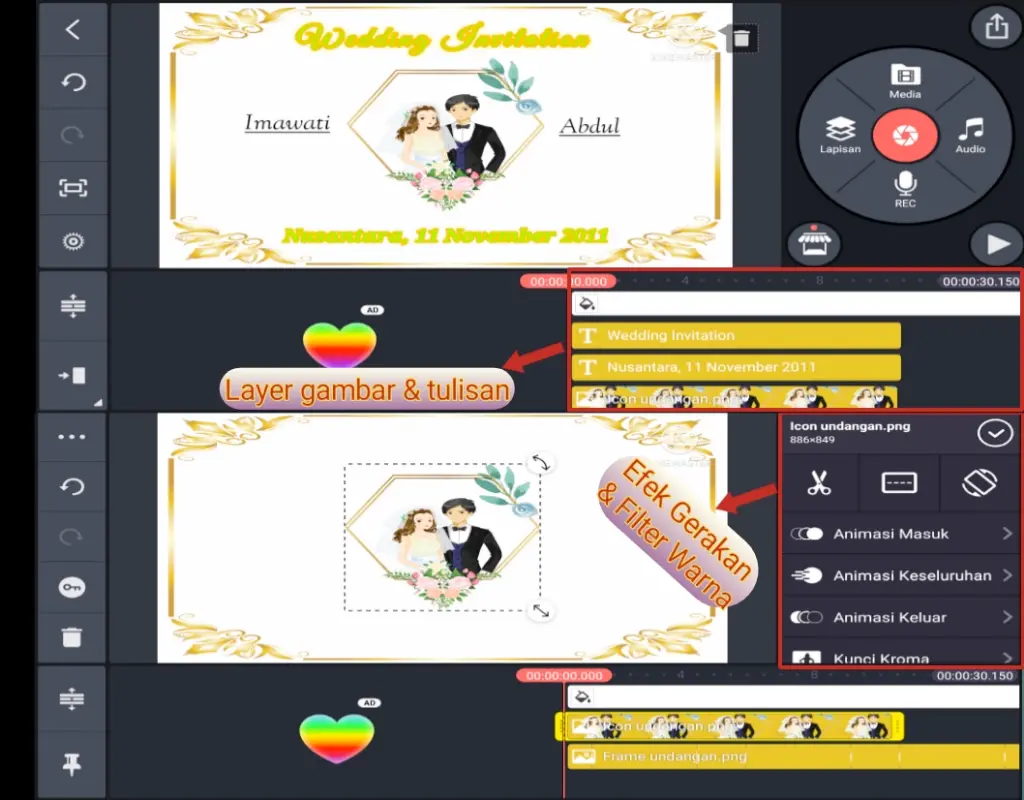 Menambahkan vektor dan efek gerakan