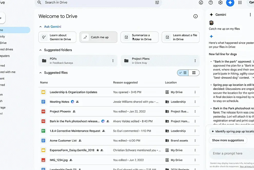 Google Drive Kini Punya AI Overviews, Gemini Makin Pintar di Slides dan Sheets